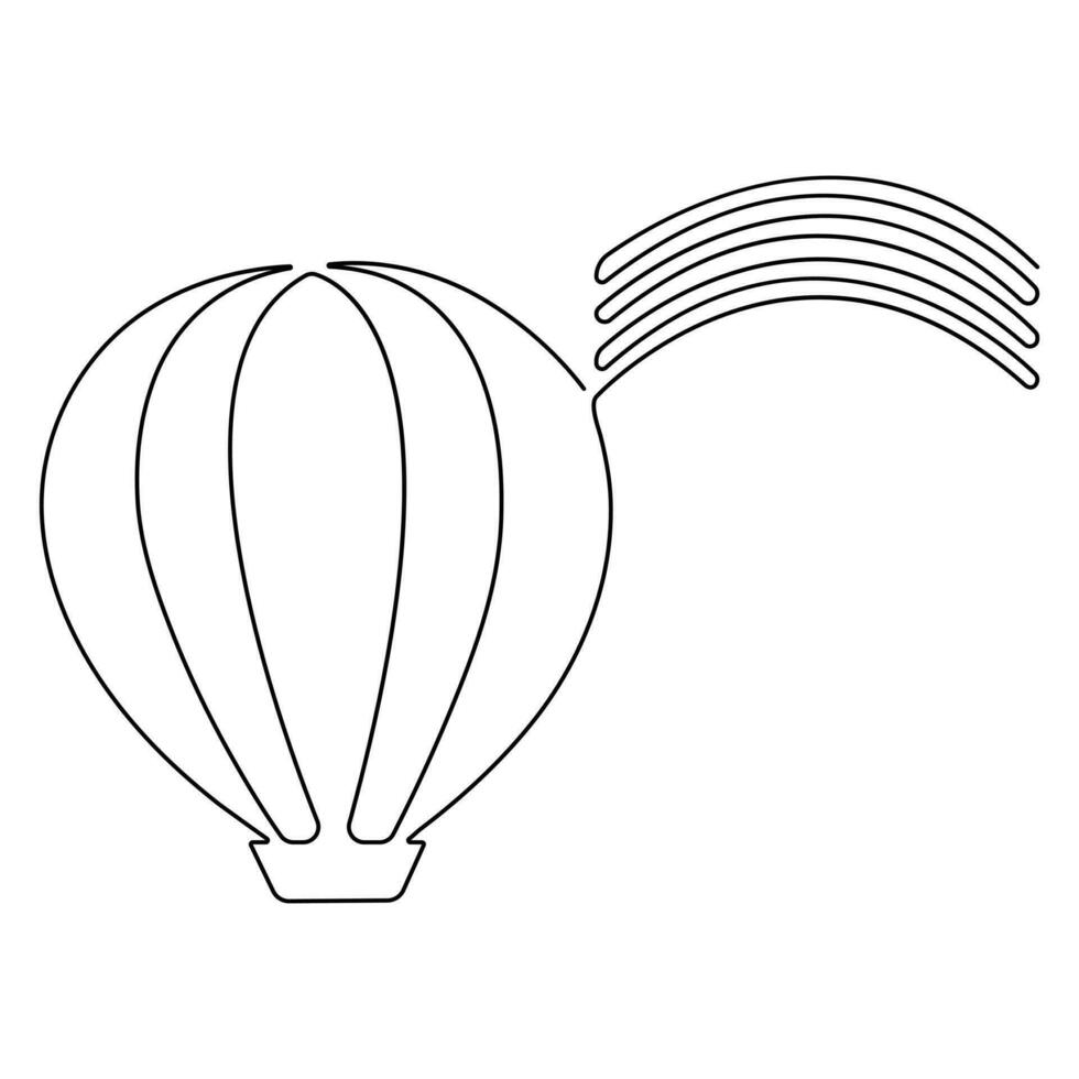 doorlopend een lijn kunst tekening heet lucht ballon lucht vervoer voor reizen hand- getrokken vector illustratie.