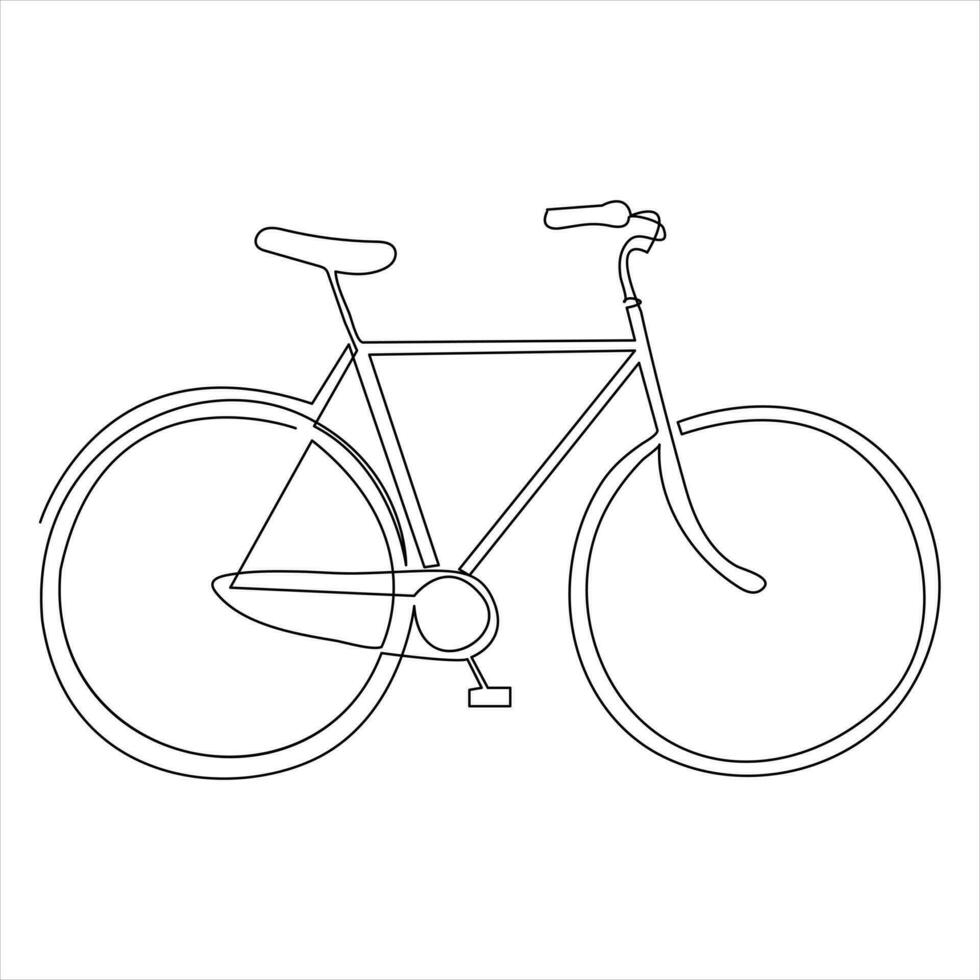 single lijn doorlopend tekening van klassiek fiets schets vector illustratie