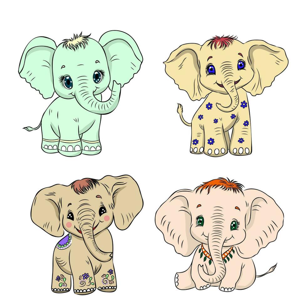 tekenfilm olifanten vector schetsen