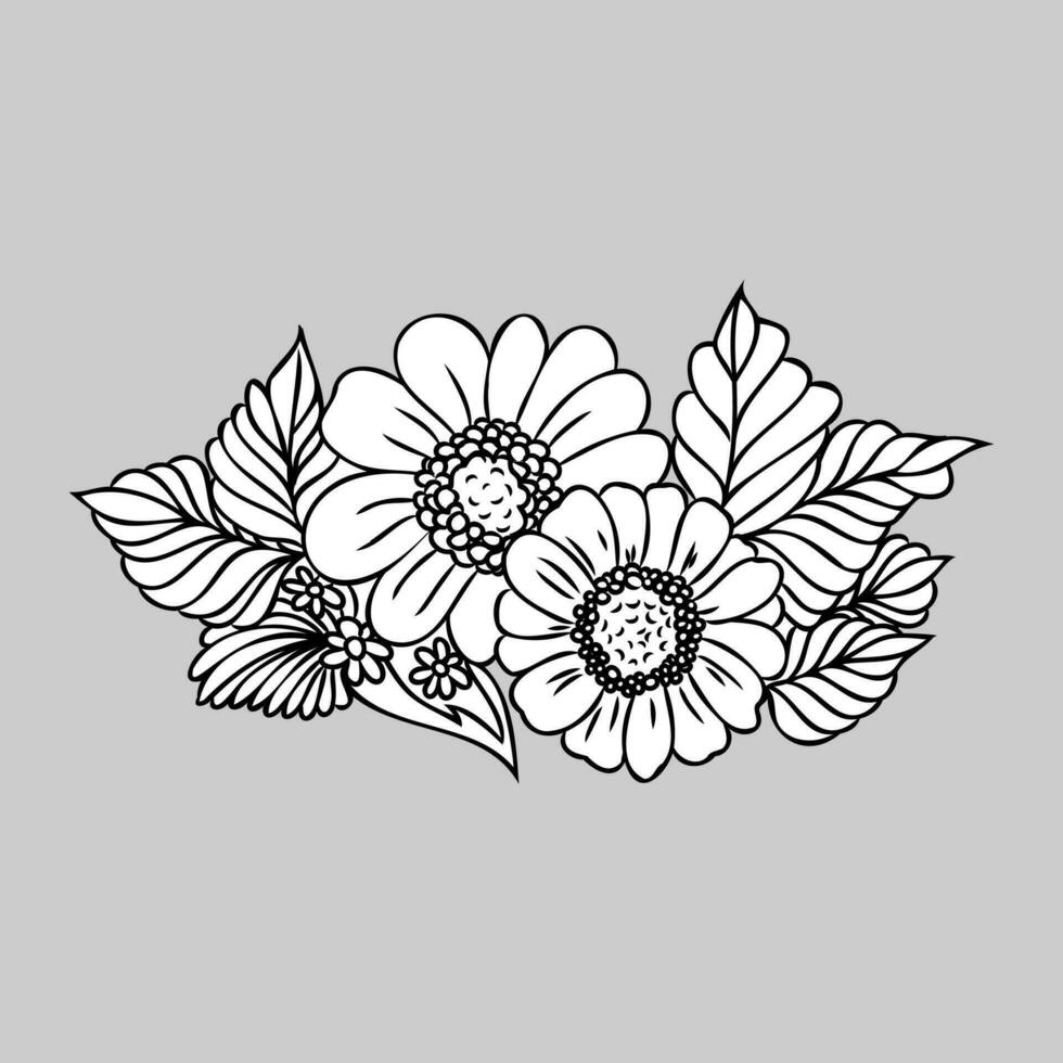 decoratieve bloemen vector schets