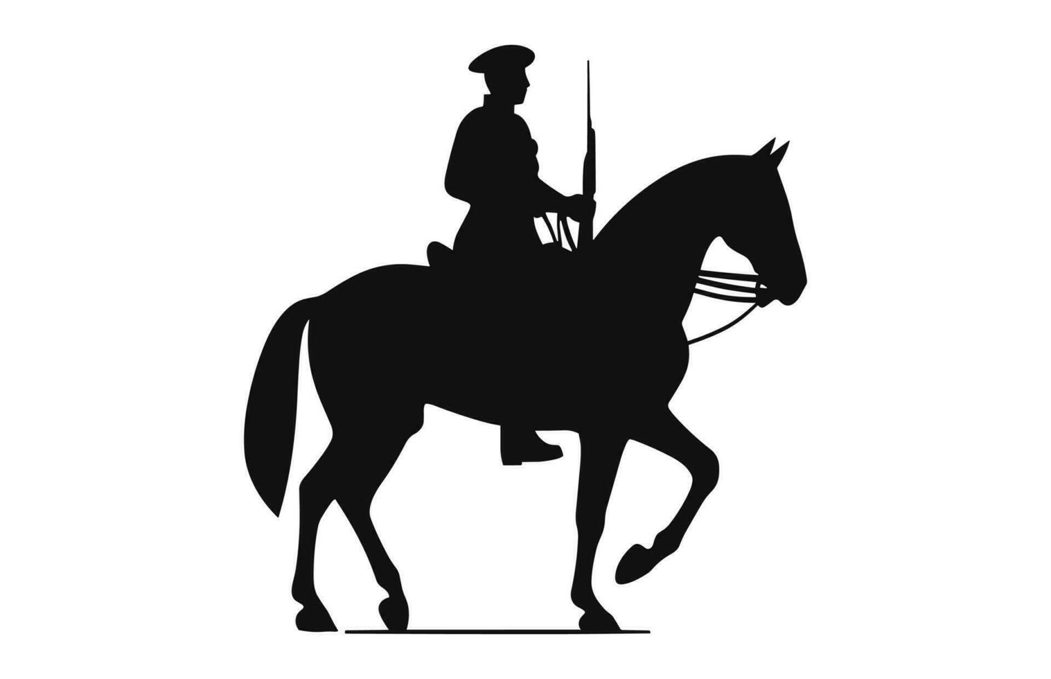 silhouet van een cavalerie soldaat Aan te paard zwart vector vrij