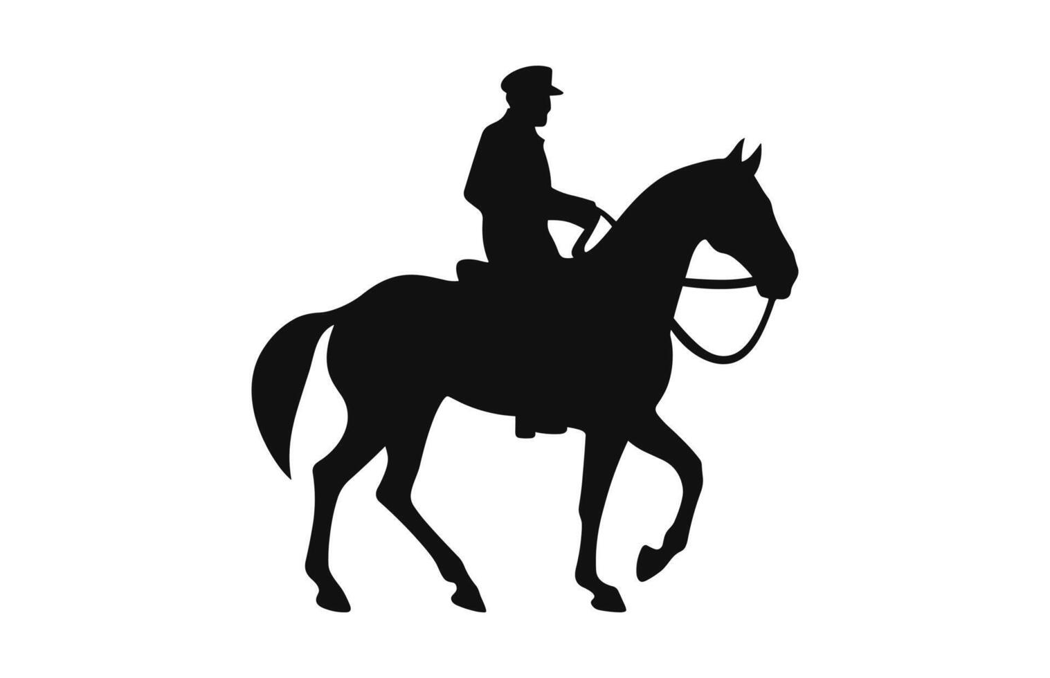 silhouet van een cavalerie soldaat Aan te paard zwart vector vrij