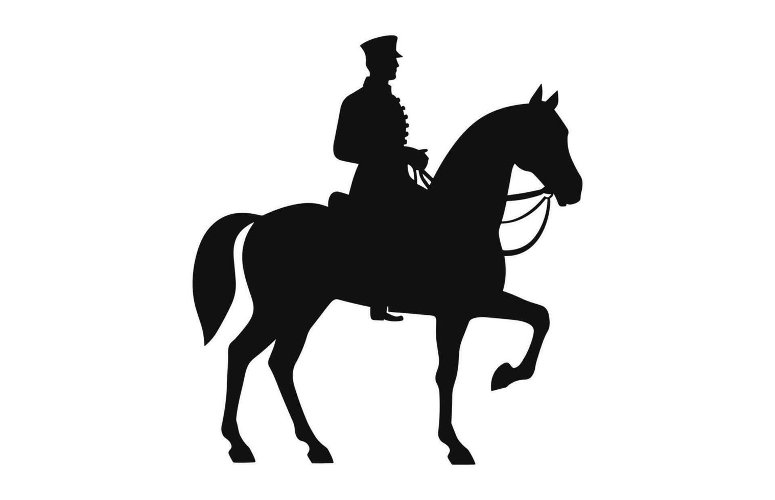 silhouet van een cavalerie soldaat Aan te paard zwart vector vrij