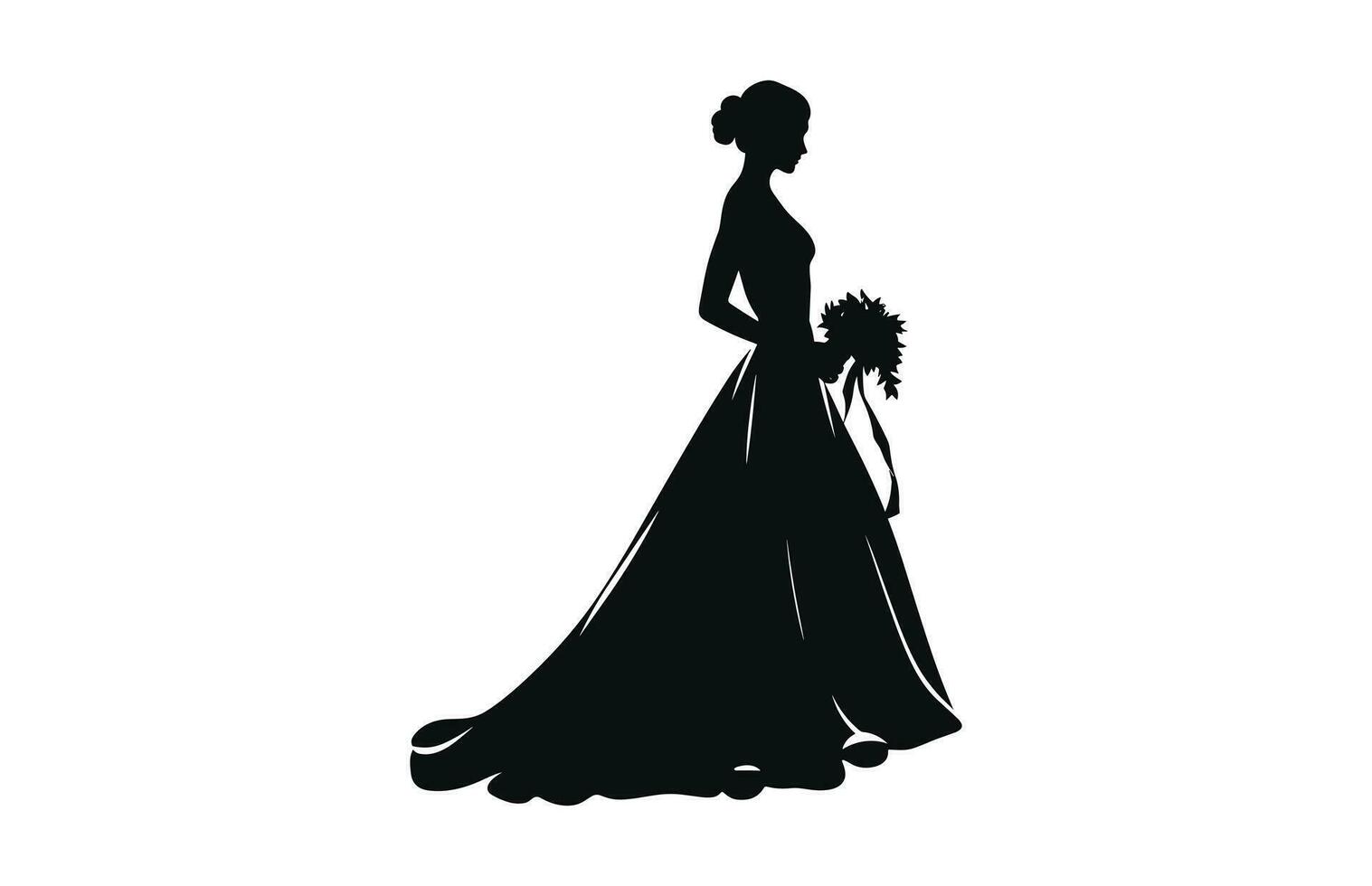een bruid zwart silhouet vector kunst geïsoleerd Aan een wit achtergrond