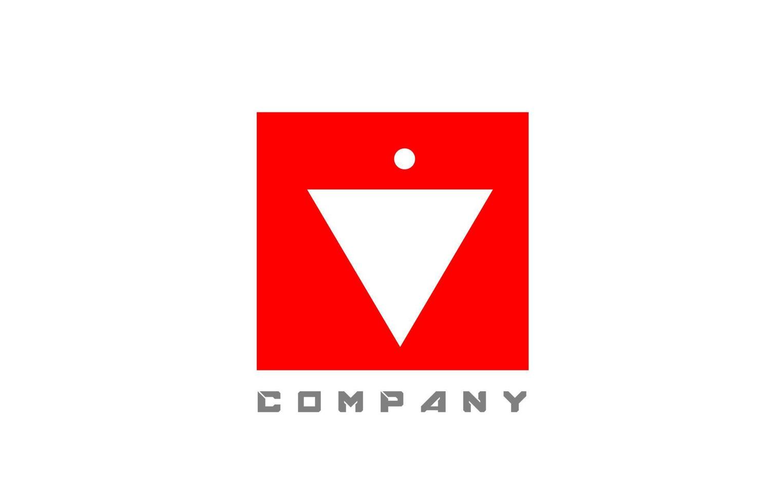 rood wit v alfabet letter logo icoon voor zaken en bedrijf met stip design vector