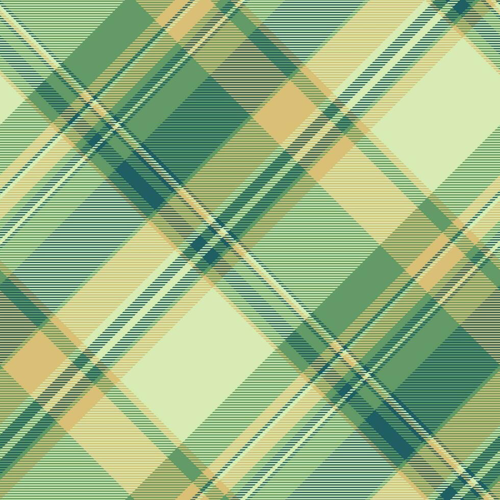 het formulier Schotse ruit textiel vector, herhaling controleren achtergrond textuur. naakt naadloos plaid kleding stof patroon in licht en groen kleuren. vector