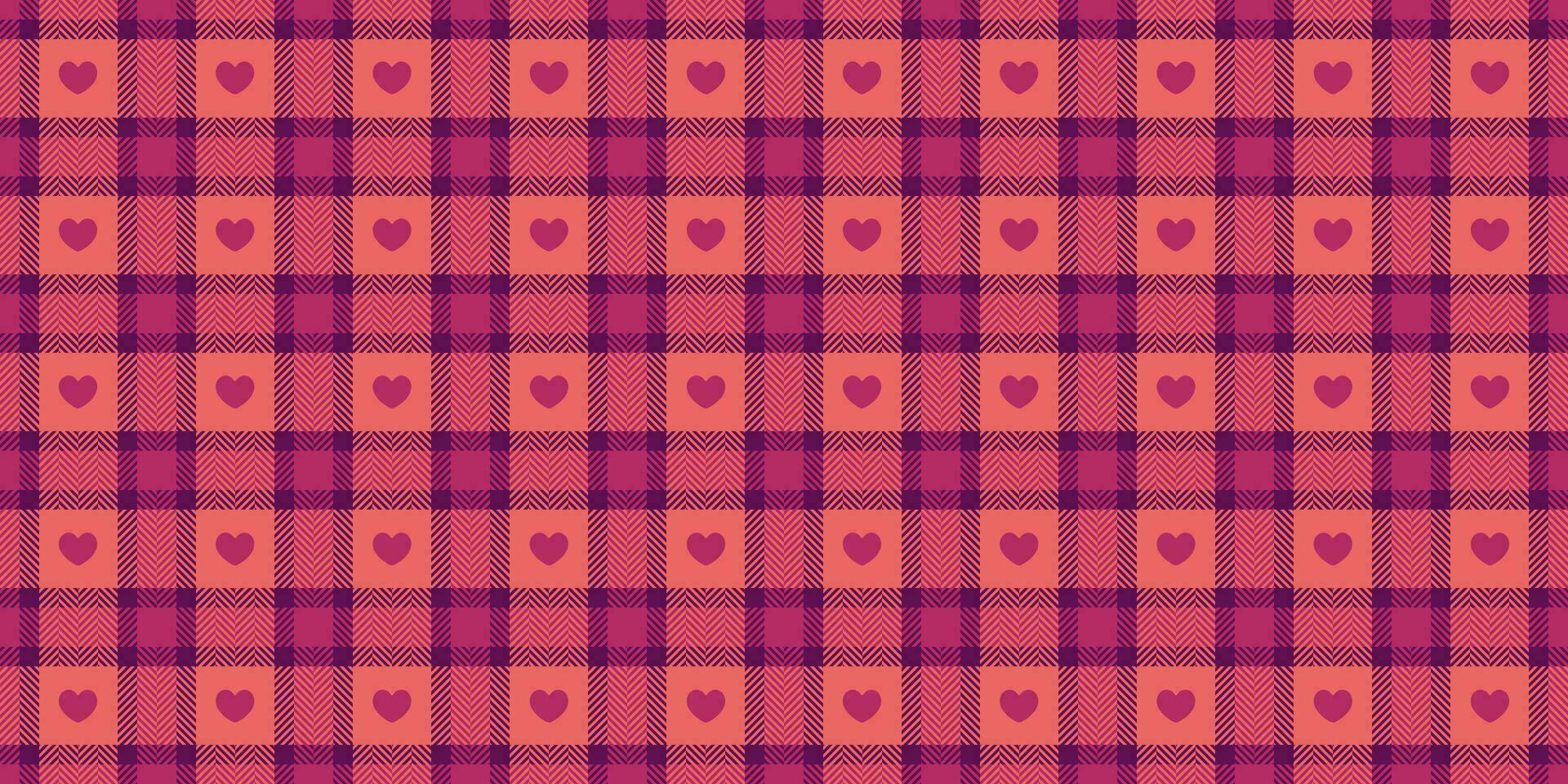 katoenen stof patroon met harten. naadloos Schotse ruit Vichy controleren plaid voor geschenk kaart, omhulsel papier, uitnodiging Aan valentijnsdag dag afdrukken vector