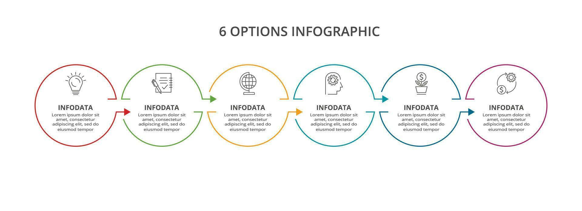 lijn concept voor infographic met 6 stappen, opties, onderdelen of processen. bedrijf gegevens visualisatie. vector