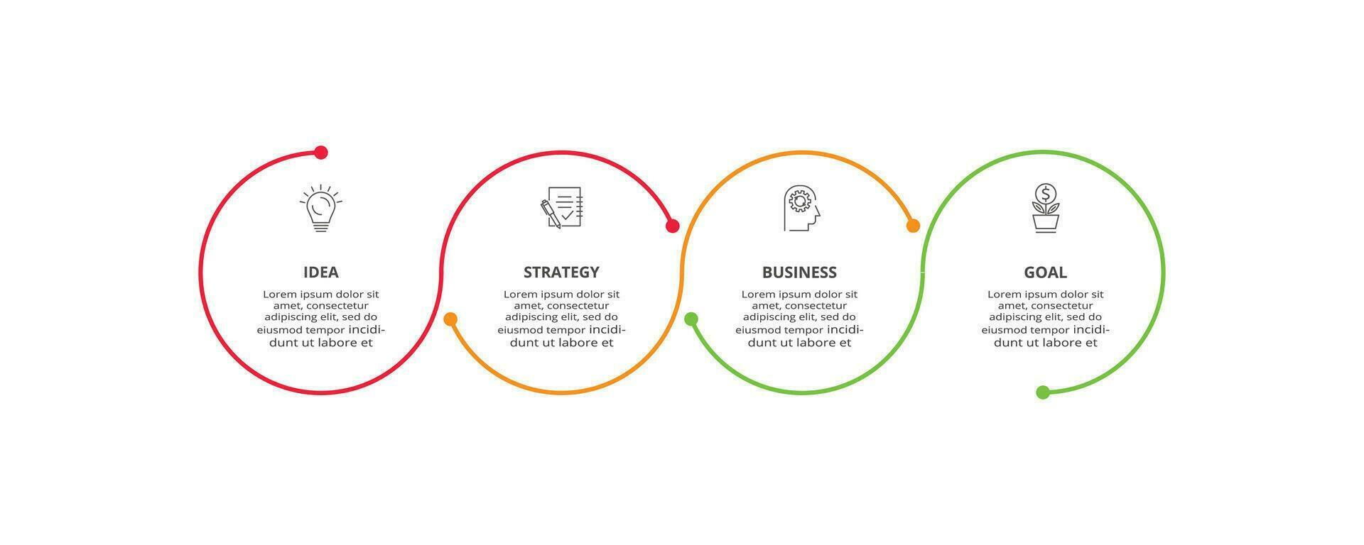 lijn concept voor infographic met 4 stappen, opties, onderdelen of processen. bedrijf gegevens visualisatie. vector