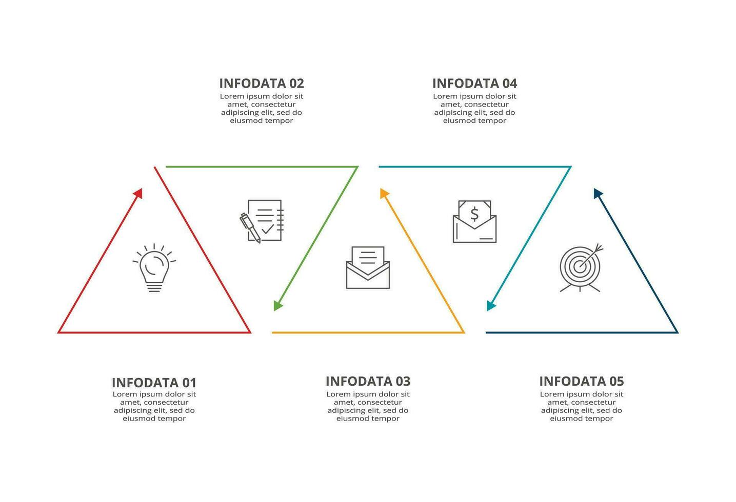 lijn concept voor infographic met 5 stappen, opties, onderdelen of processen. bedrijf gegevens visualisatie. vector