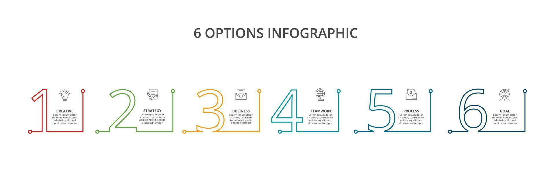 lijn concept voor infographic met 6 stappen, opties, onderdelen of processen. bedrijf gegevens visualisatie. vector