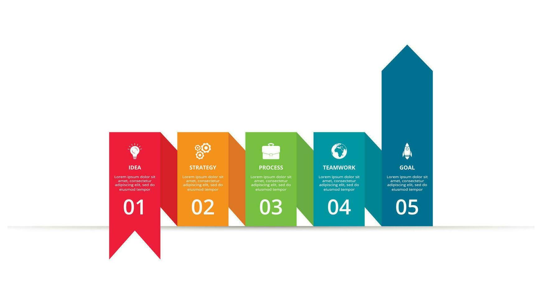 abstract pijlen van grafiek, diagram met 5 stappen, opties, onderdelen of processen. vector bedrijf sjabloon voor presentatie