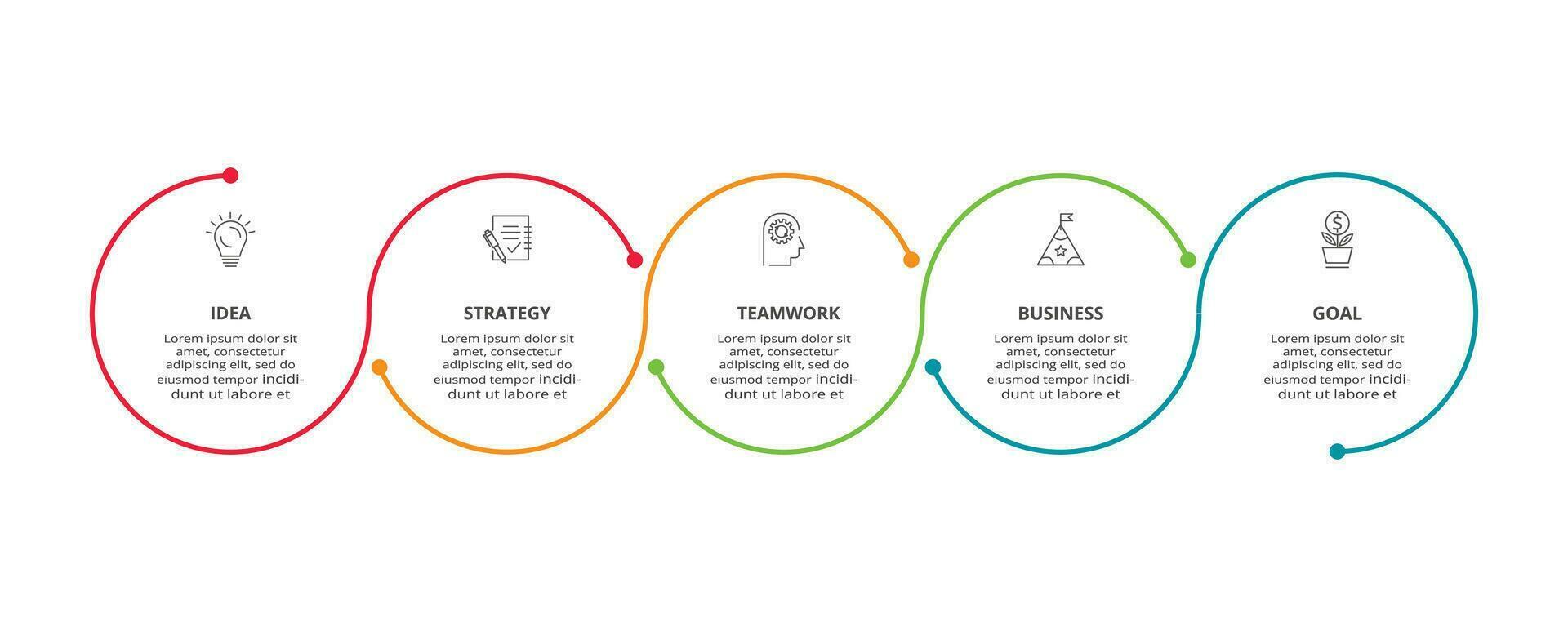 lijn concept voor infographic met 5 stappen, opties, onderdelen of processen. bedrijf gegevens visualisatie. vector