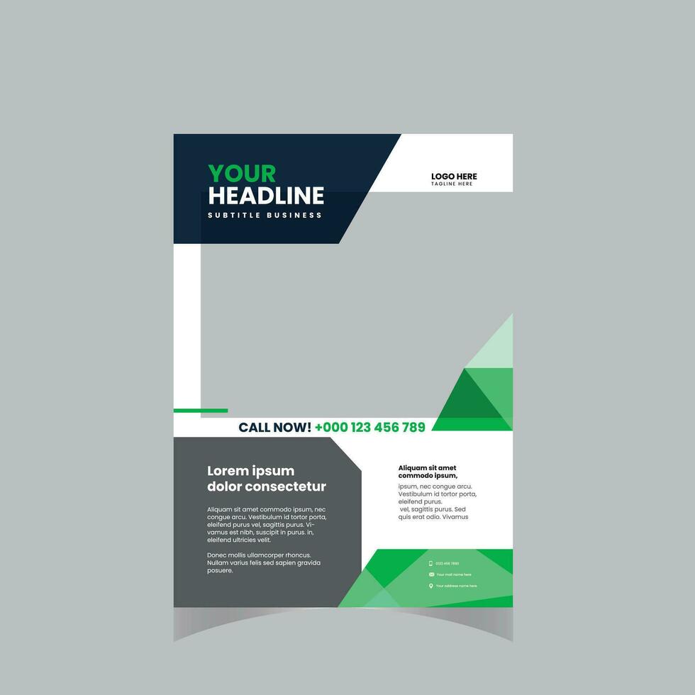 modern blauw en groen ontwerp sjabloon voor poster folder brochure omslag. grafisch ontwerp lay-out met driehoek grafisch elementen en ruimte voor foto achtergrond vector