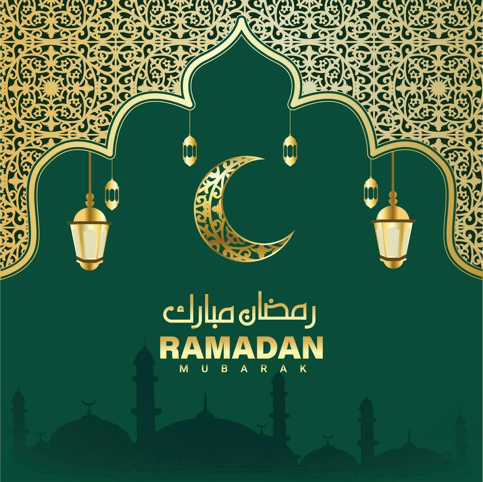 Ramadan mubarak Islamitisch groet kaart schoonschrift vector