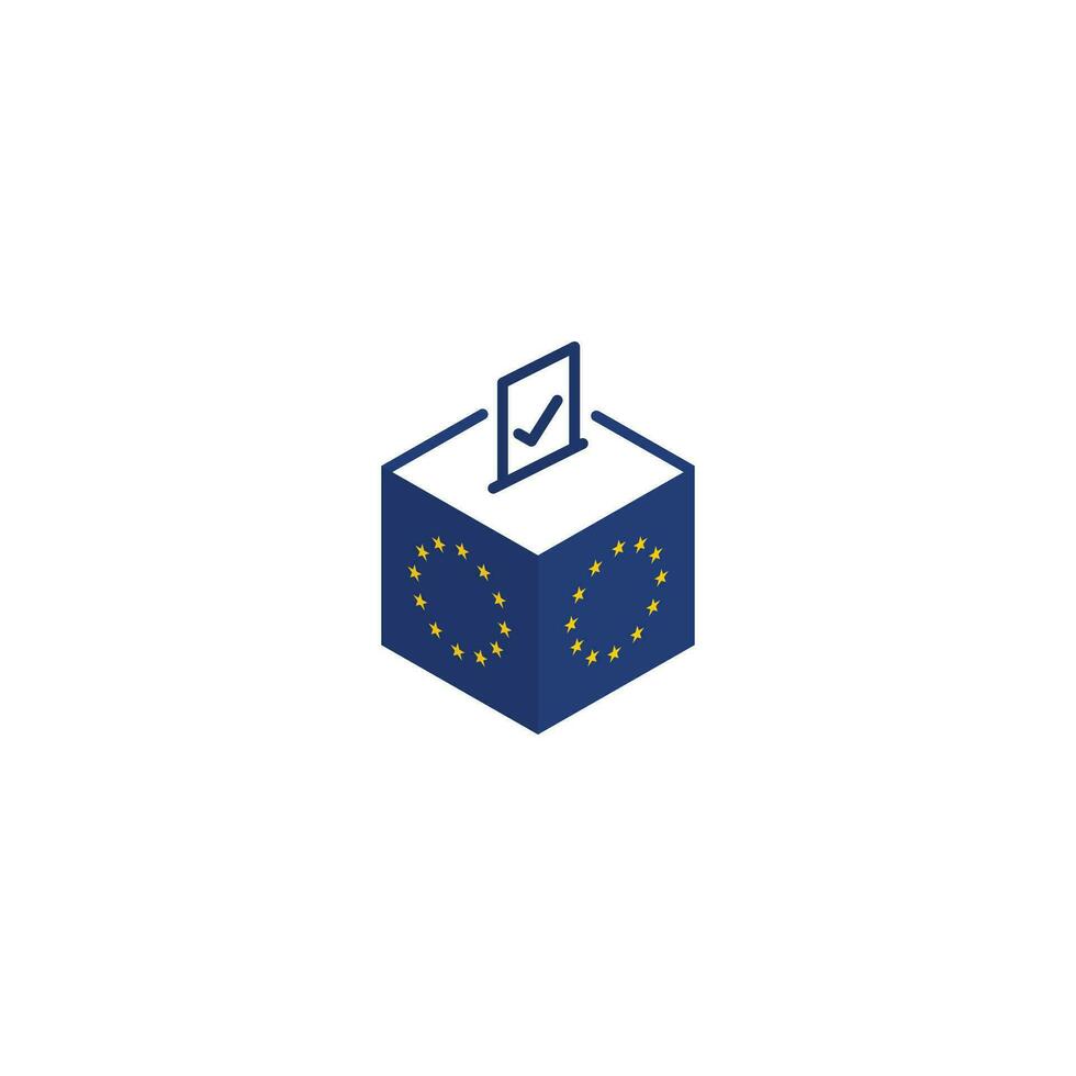 Europese EU verkiezingen concept, democratie, stemmen stemming doos. vector icoon illustratie