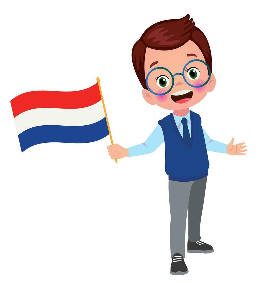 schattig weinig jongen Holding vlag vector