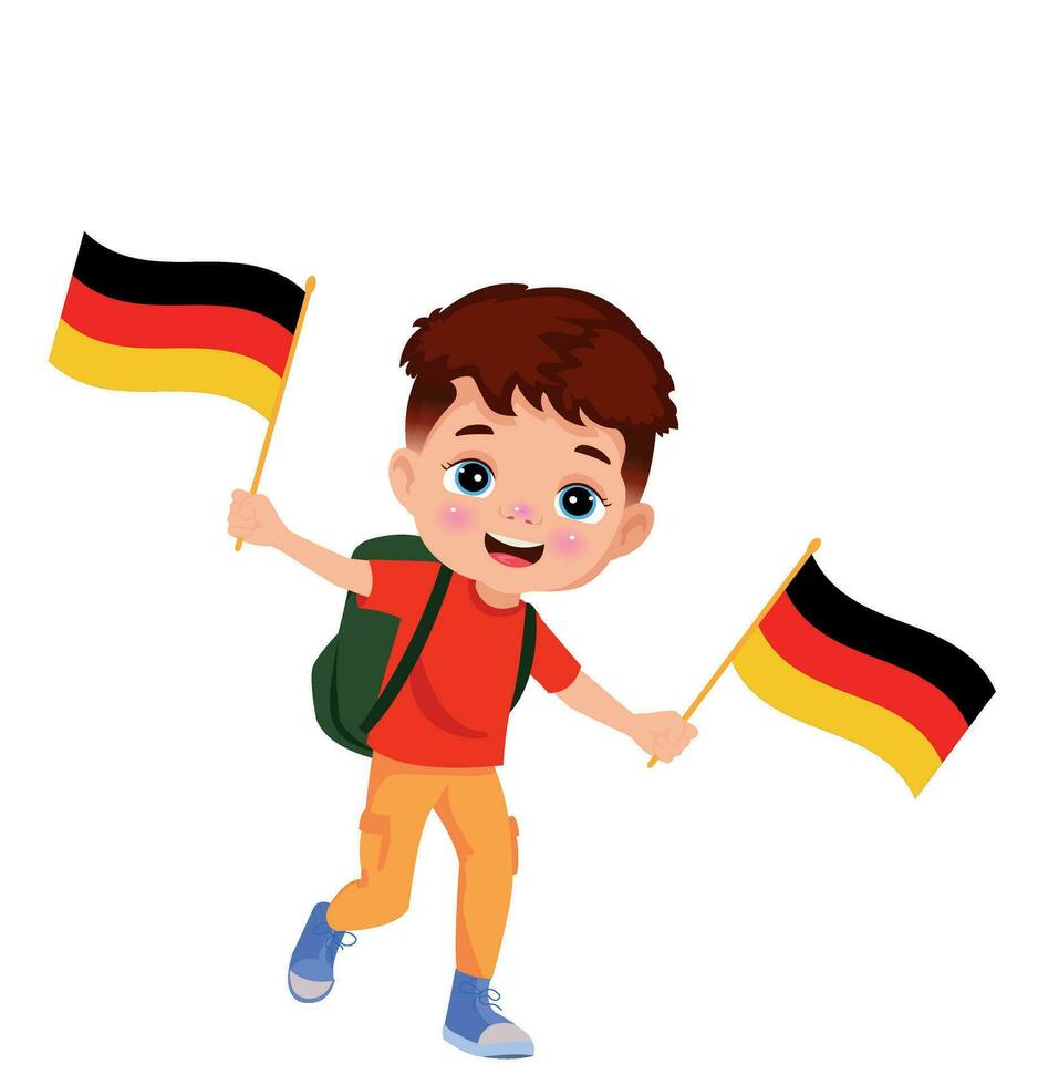 schattig weinig jongen Holding vlag vector