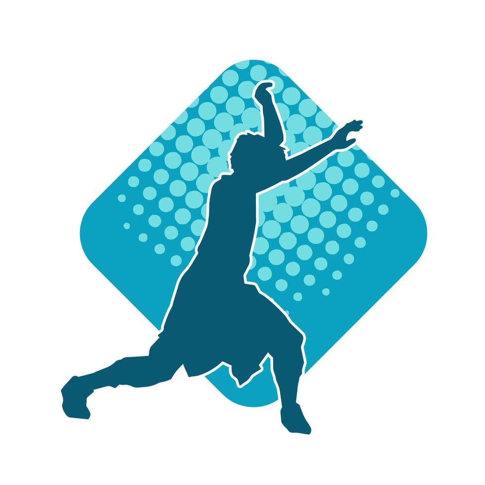 silhouet van een slank Mens dansen houding. silhouet van een mannetje danser in actie houding. vector