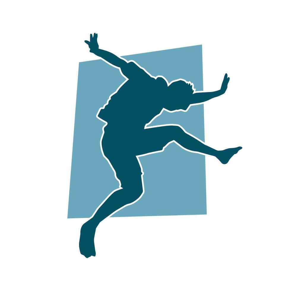 silhouet van een sportief Mens springen. silhouet van een danser mannetje in actie houding. vector