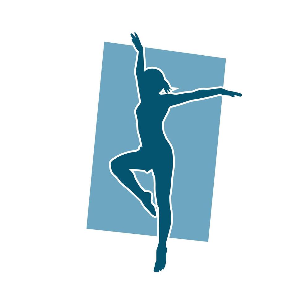 silhouet van een vrouw ballet danser in actie houding. silhouet van een ballerina meisje dansen houding. vector