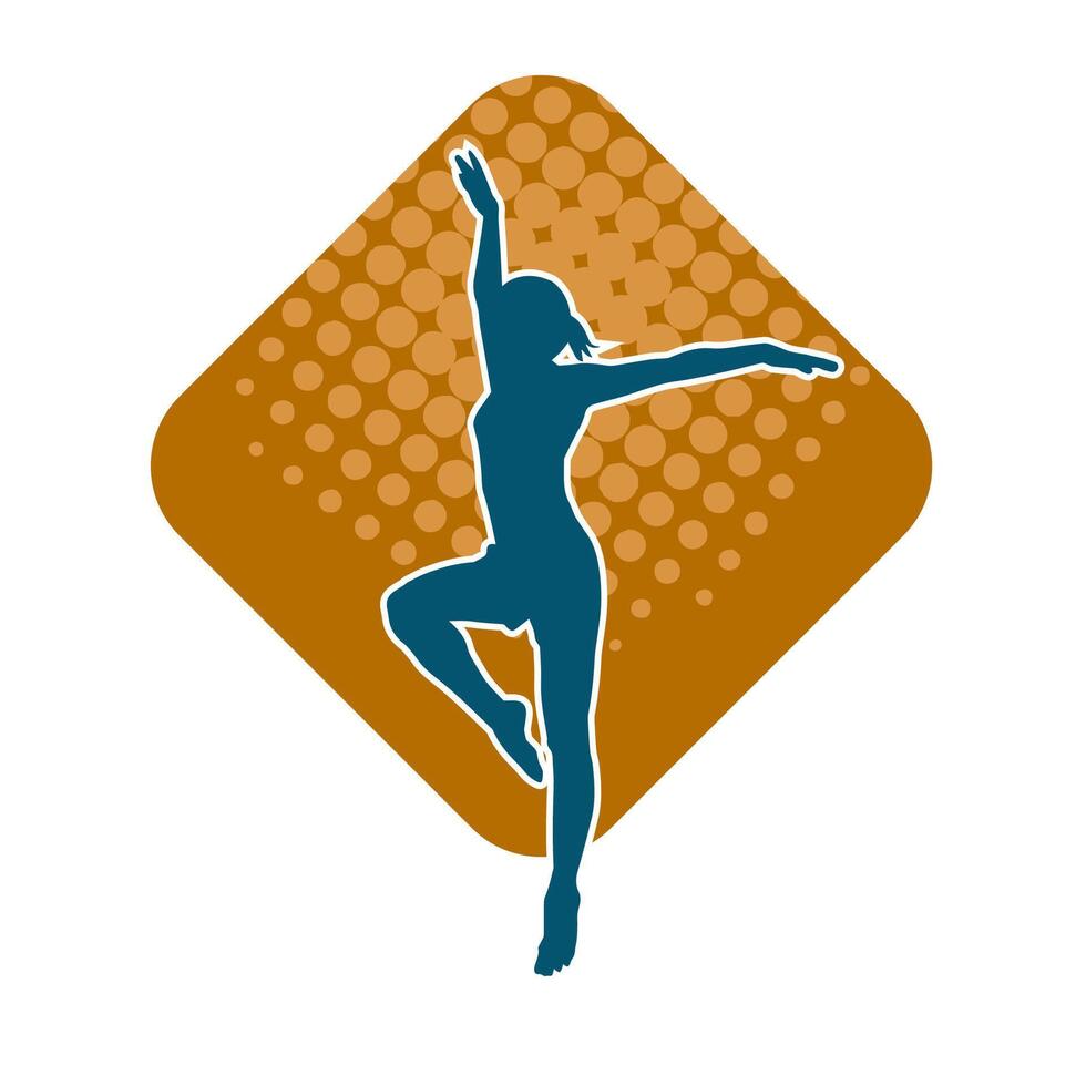 silhouet van een vrouw ballet danser in actie houding. silhouet van een ballerina meisje dansen houding. vector