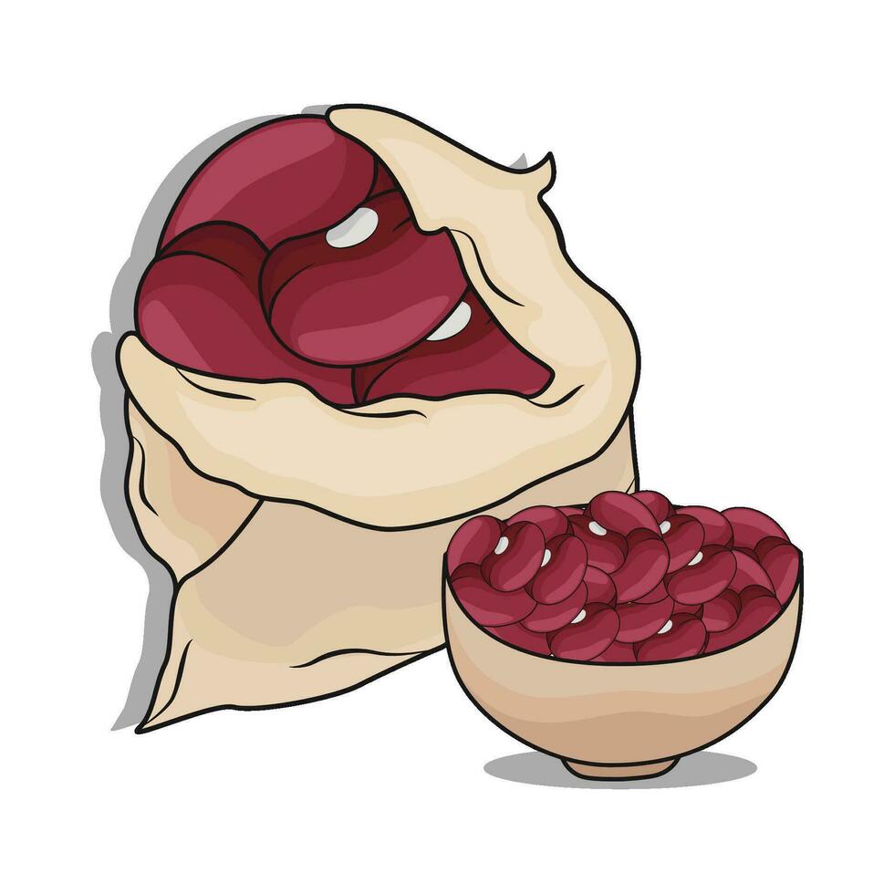 illustratie van rood bonen in zak vector