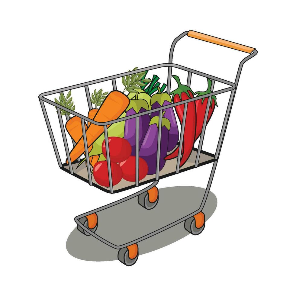 illustratie van boodschappen doen trolley vector