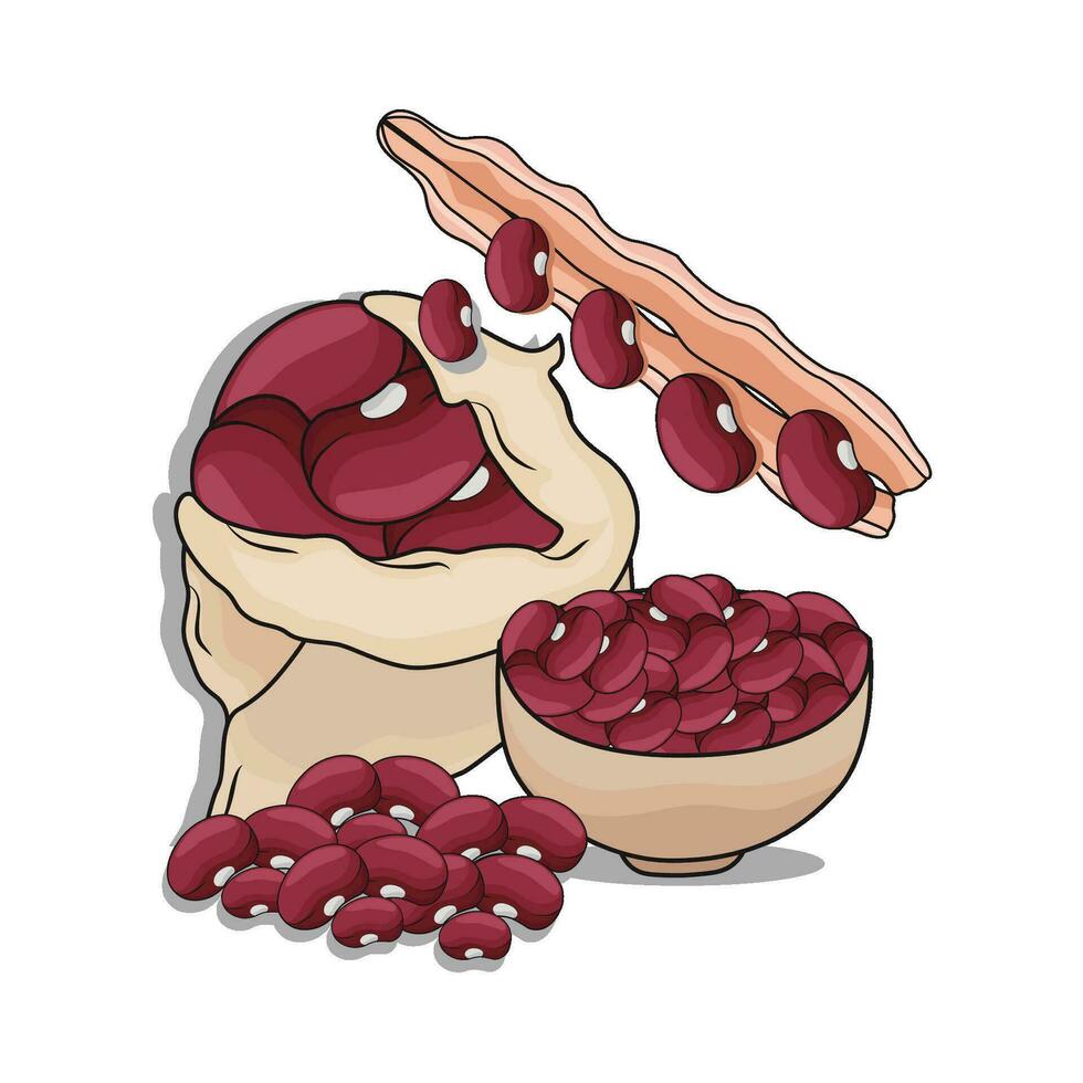 illustratie van nier rood bonen zak vector