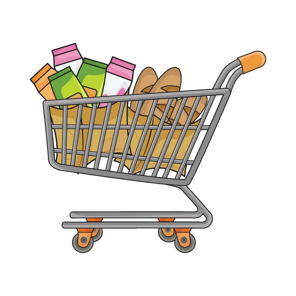 illustratie van boodschappen doen trolley vector