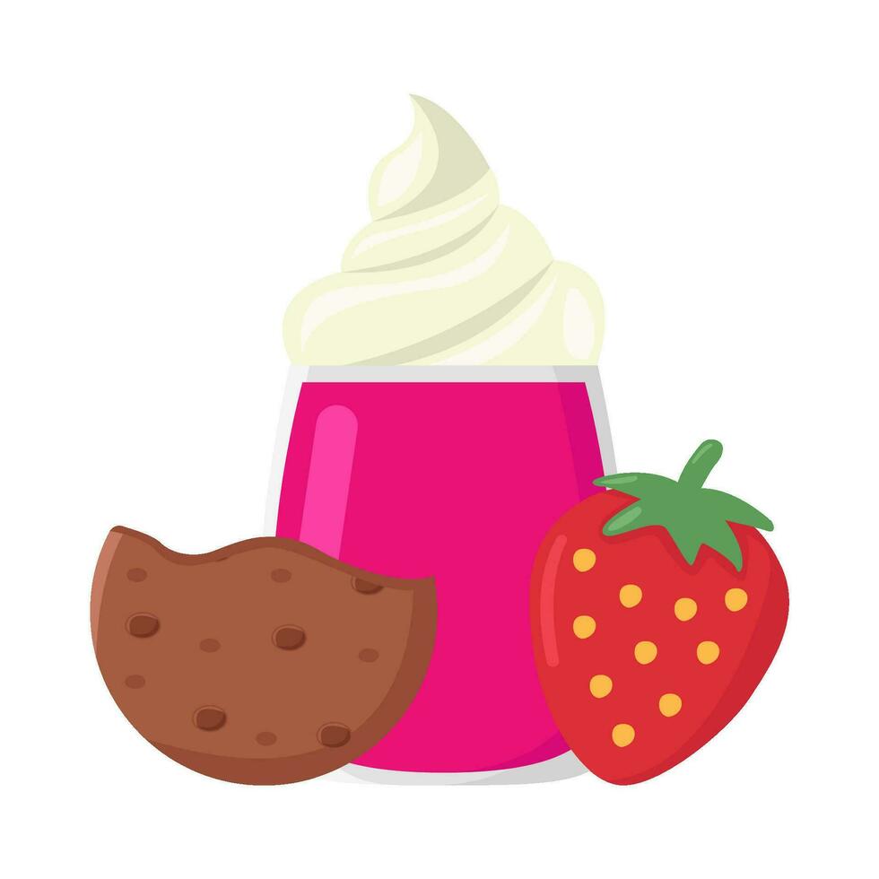 milkshake aardbei, koekjes met aardbei illustratie vector