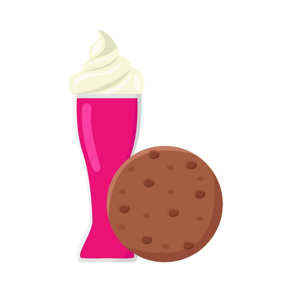 milkshake aardbei met koekjes illustratie vector