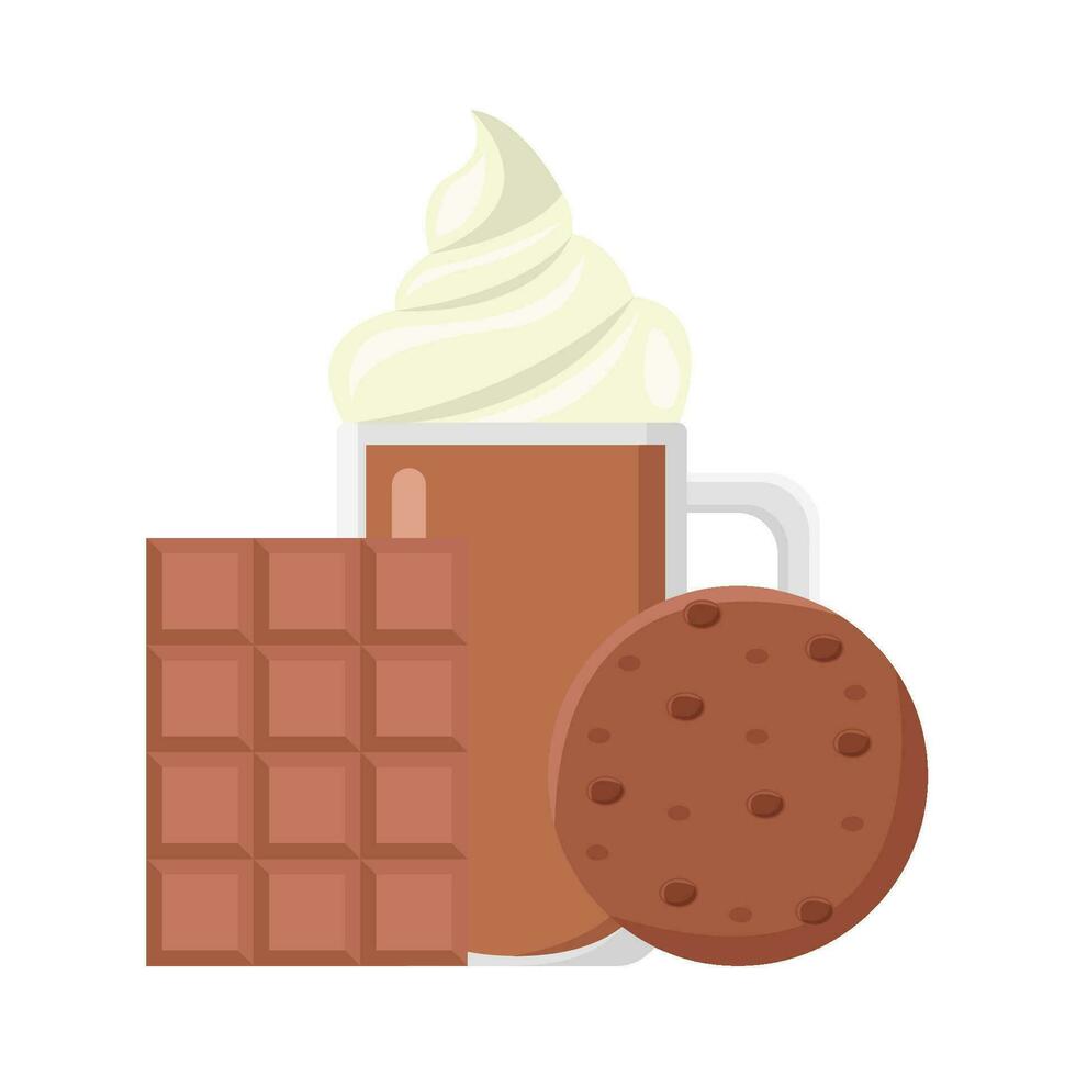 milkshake chocola, bar chocola met koekjes illustratie vector