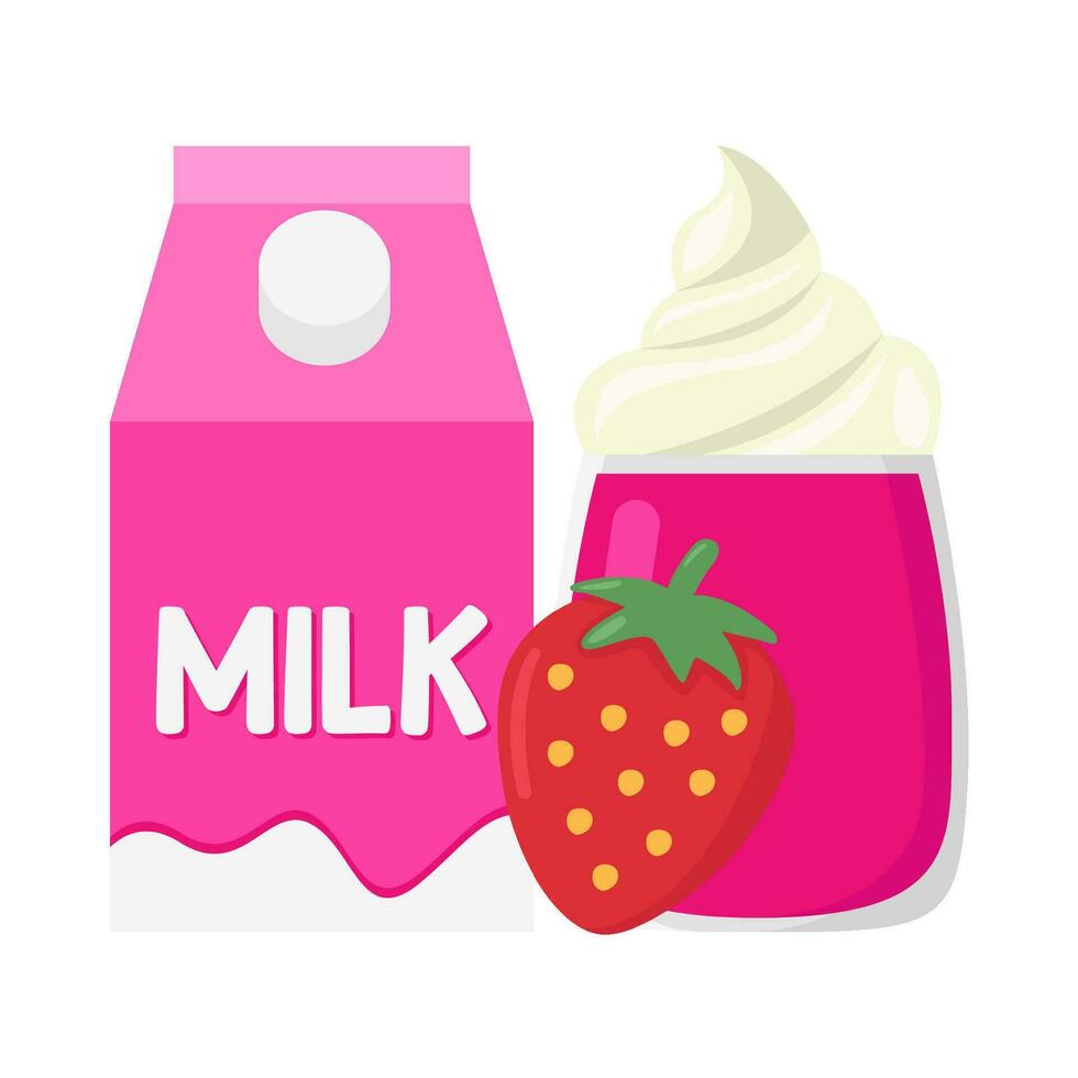 milkshake aardbei, blk met aardbei illustratie vector