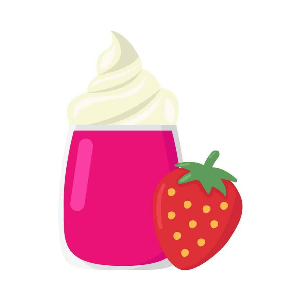 milkshake aardbei met aardbei illustratie vector