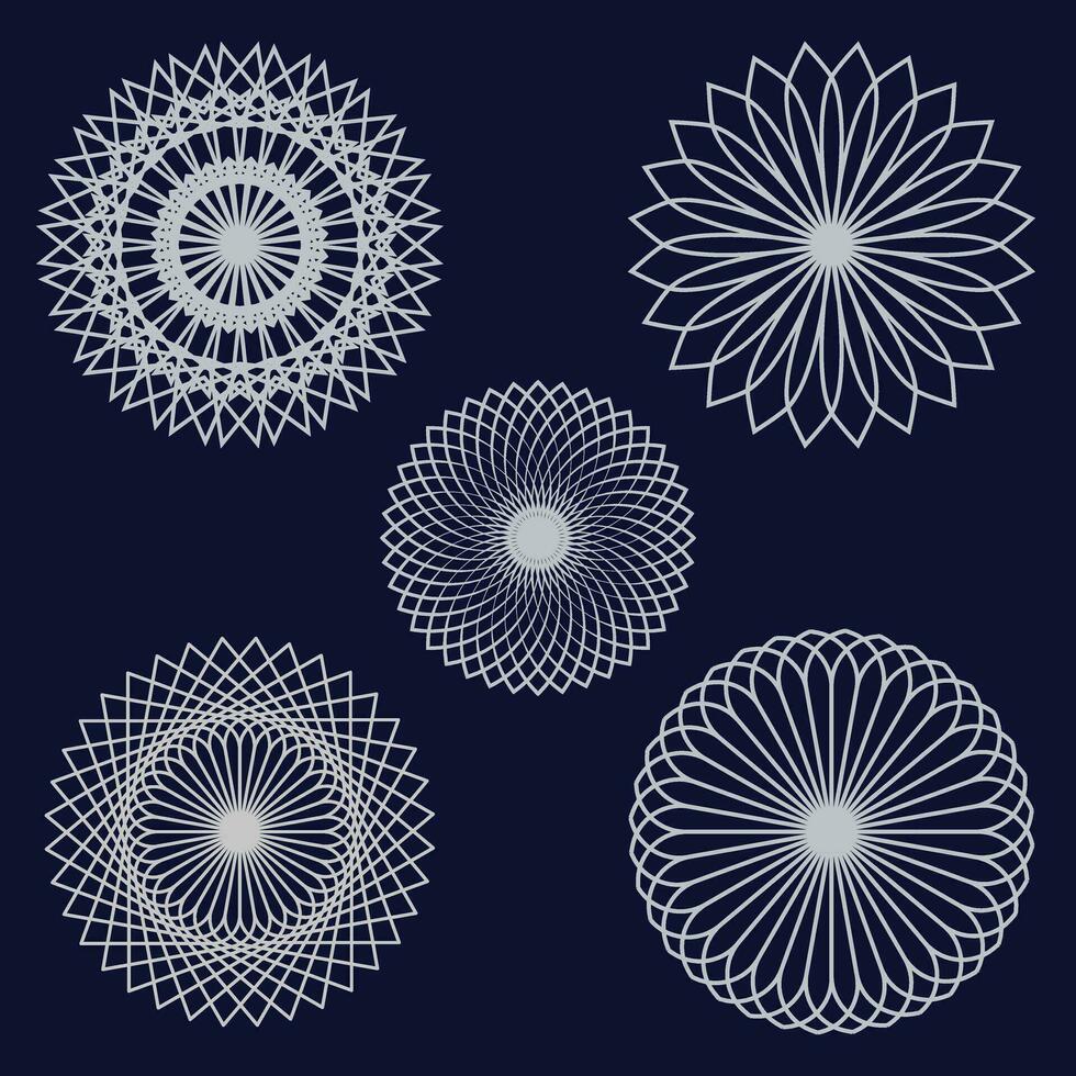 zilver kleur bloem mandala reeks ontwerp vector