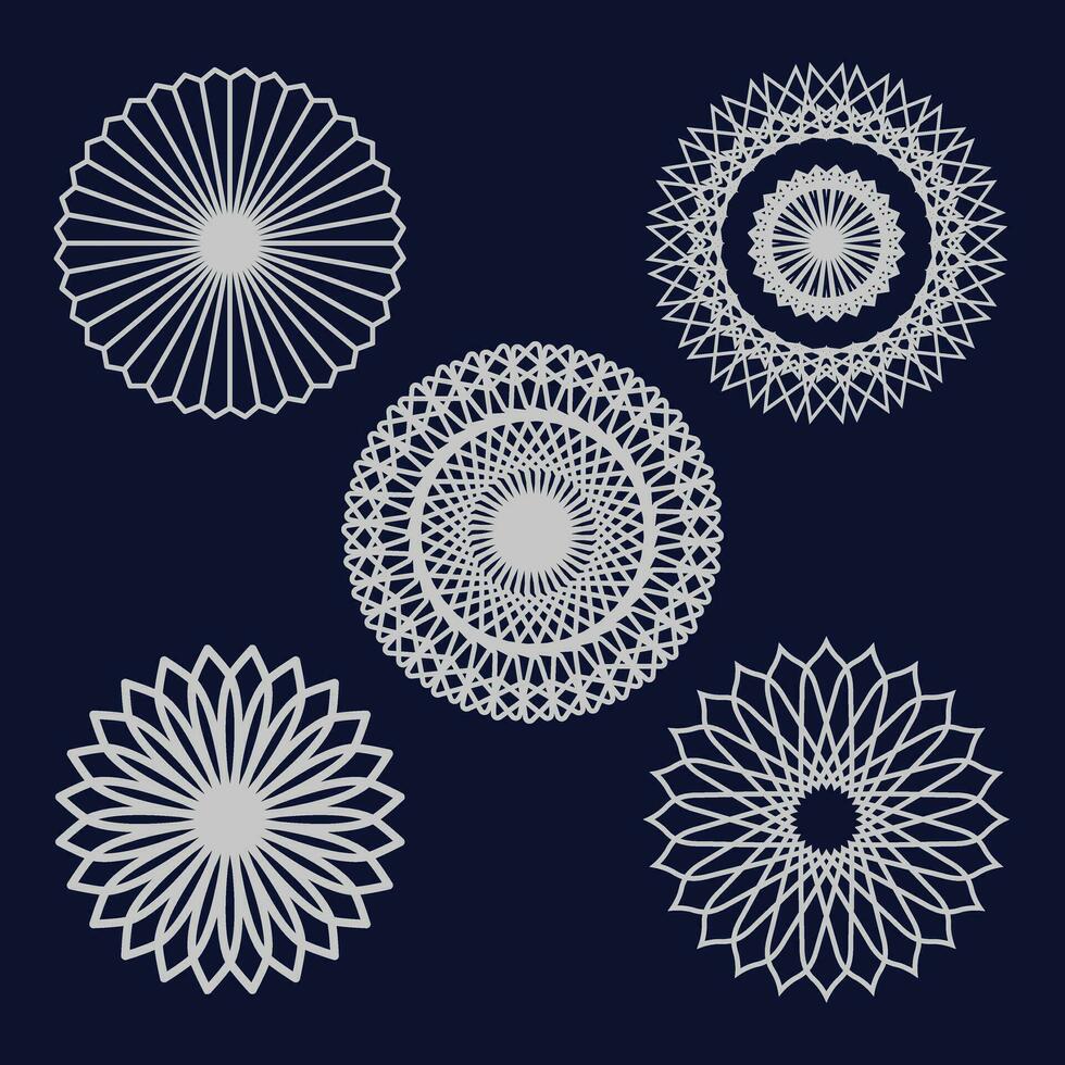 zilver kleur bloem mandala reeks ontwerp vector