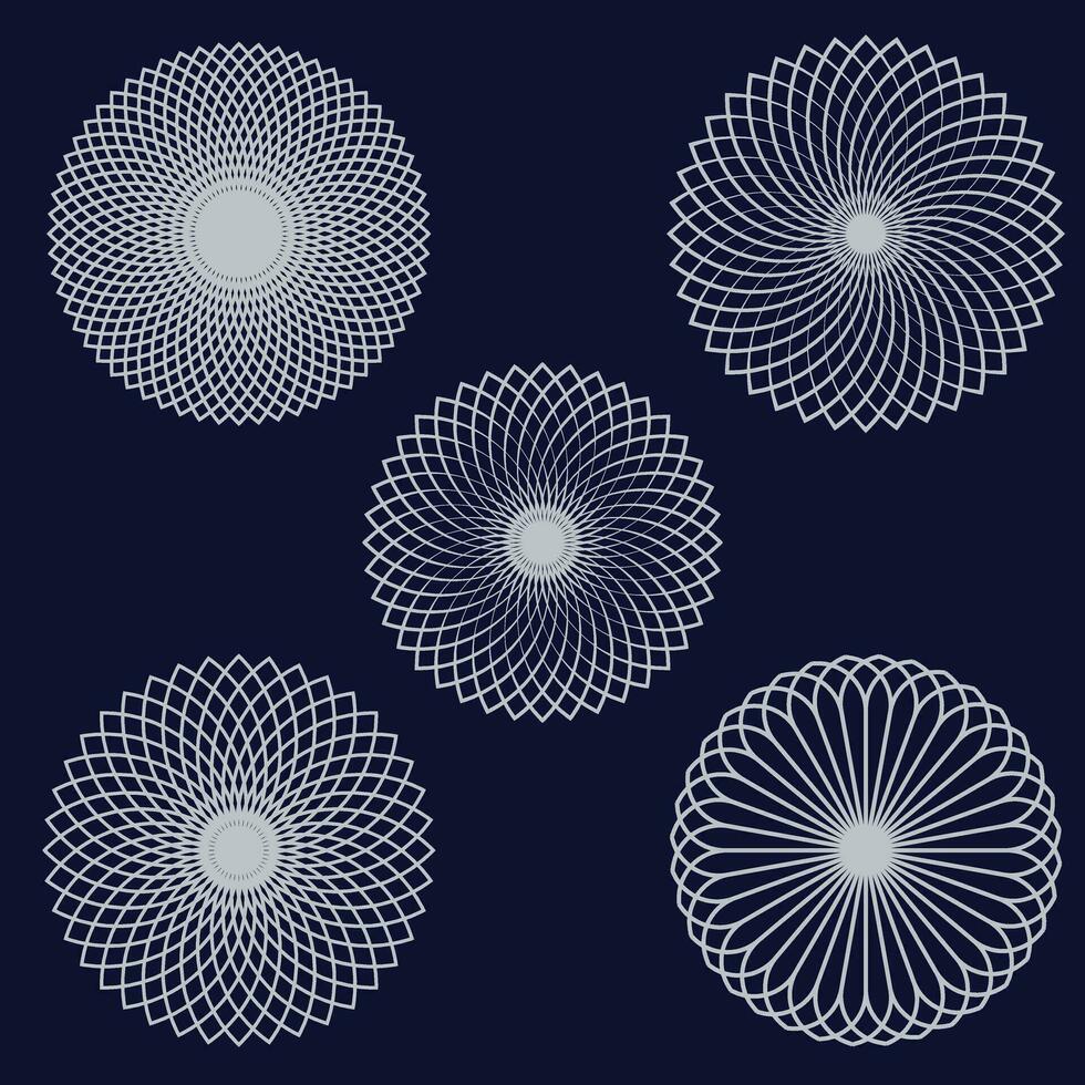 zilver kleur bloem mandala reeks ontwerp vector