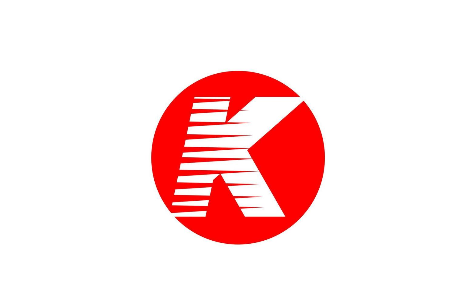 alfabet letter logo k pictogram voor bedrijf en onderneming. eenvoudig pictogramontwerp voor huisstijl met lijnstrepen en rode cirkel vector