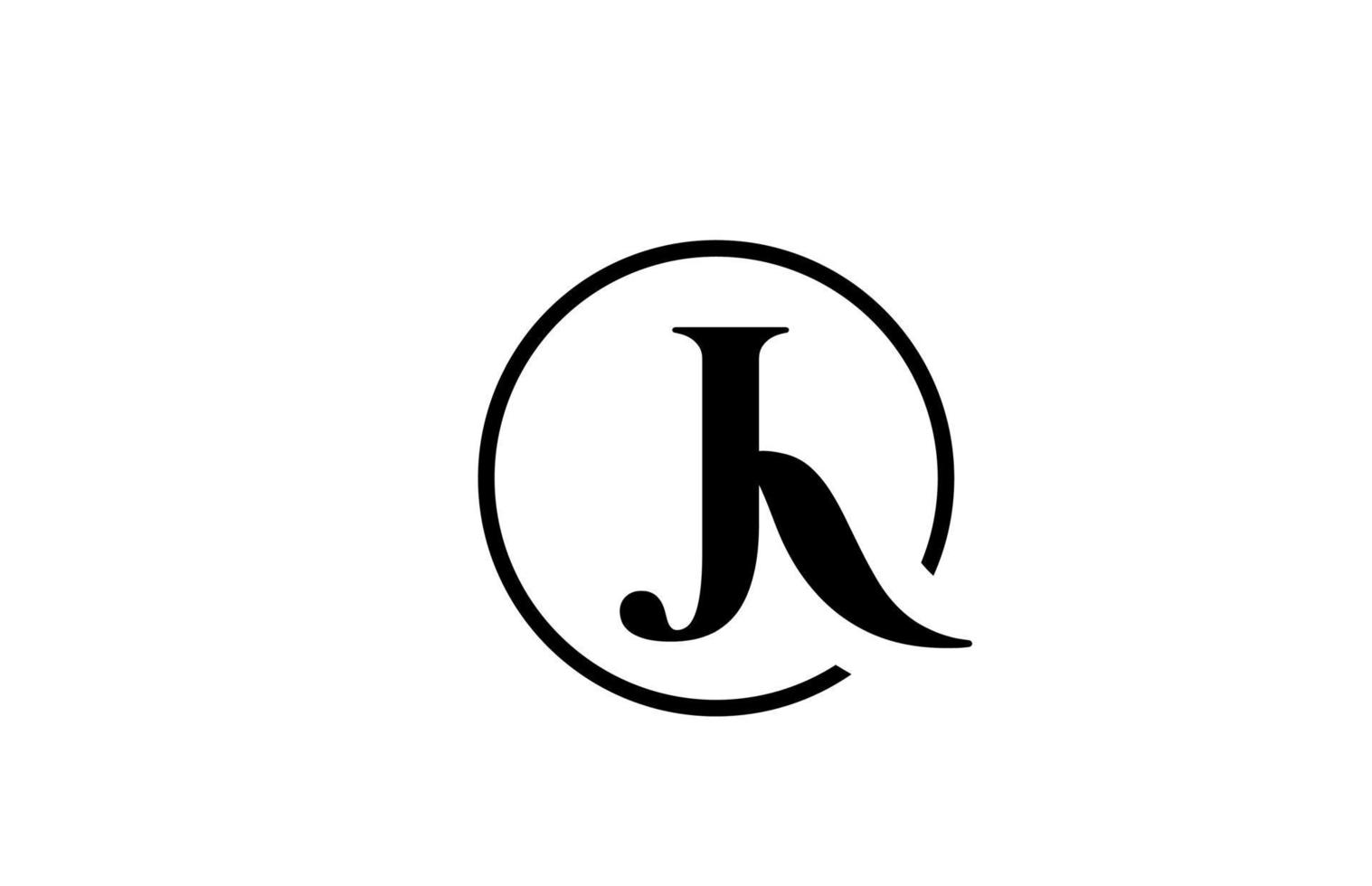 j alfabet letterpictogram logo in eenvoudige zwart-witte kleur. elegant en creatief cirkelontwerp voor zaken en bedrijf vector