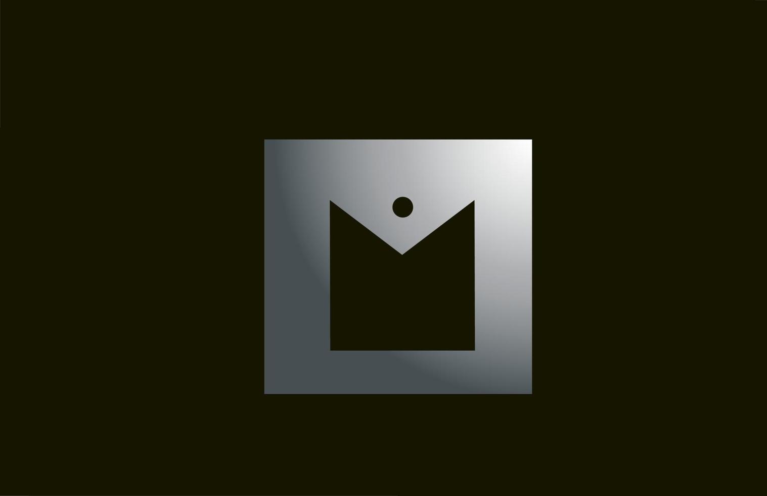 grijs metalen m alfabet letter logo voor bedrijf en bedrijf met vierkant ontwerp. metalen sjabloon voor huisstijl vector