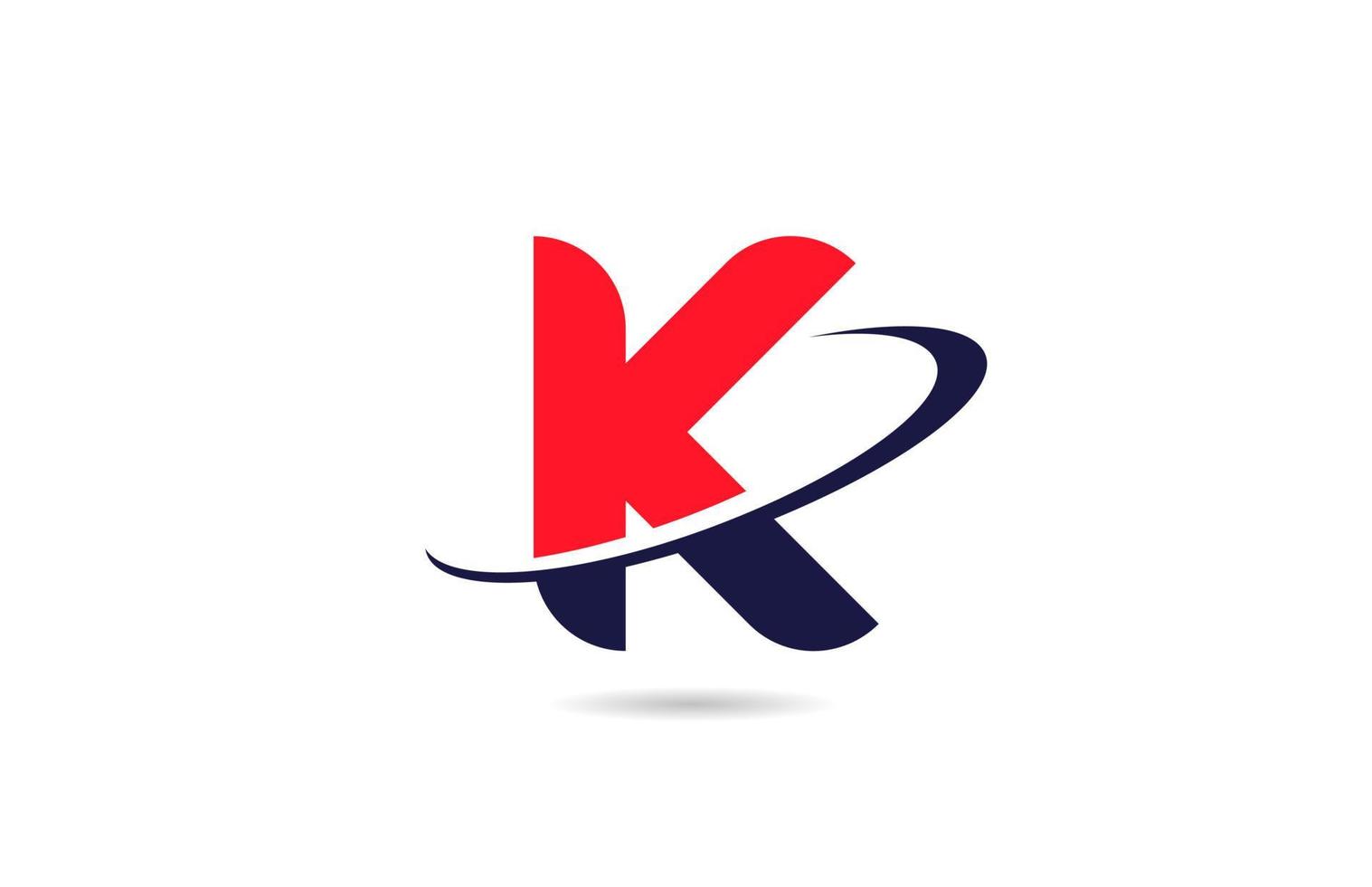 k alfabet letter logo pictogram ontwerp in rood blauwe kleur met swoosh voor zaken en bedrijf vector