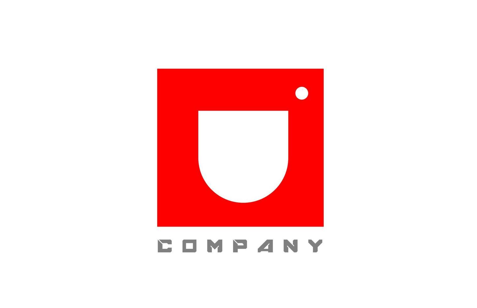 rood wit u alfabet letter logo icoon voor zaken en bedrijf met stip design vector
