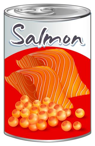 Verse zalm in aluminiumblik vector