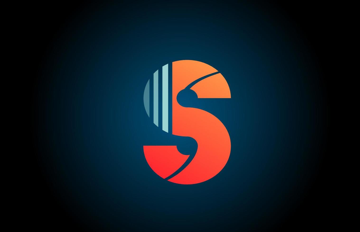 oranje blauw s alfabet letter logo icoon voor bedrijf en bedrijf met lijn ontwerp vector