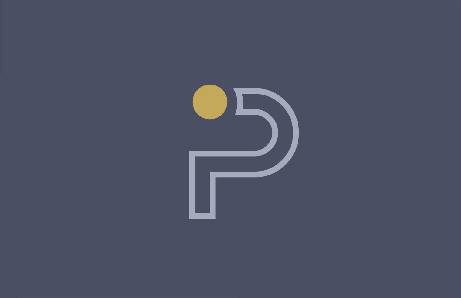 lijn p alfabet letter logo pictogram ontwerp geel blauw voor bedrijf en bedrijf vector