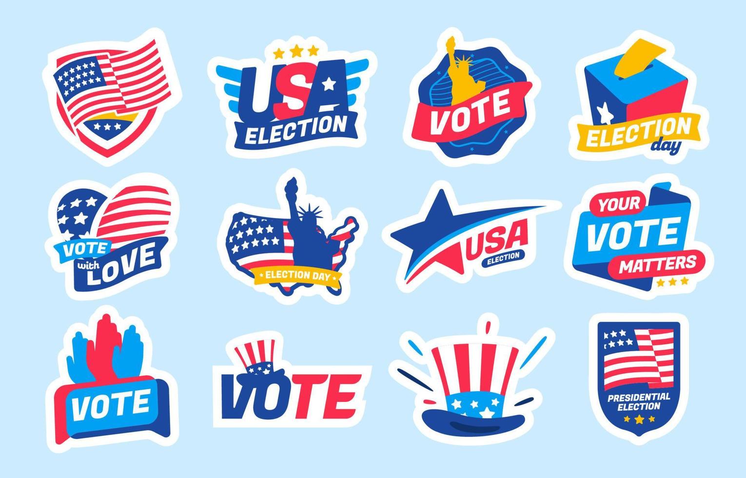 sticker van amerika algemene verkiezingen set vector