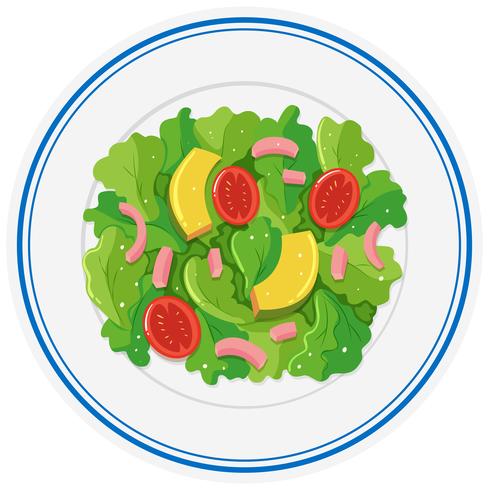 Verse salade op ronde plaat vector