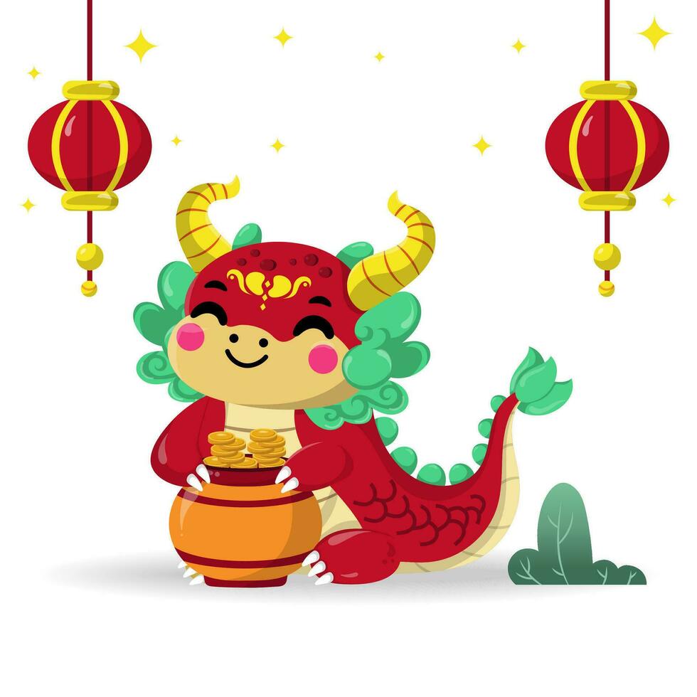 schattig draak vector illustratie speciaal Chinese nieuw jaar