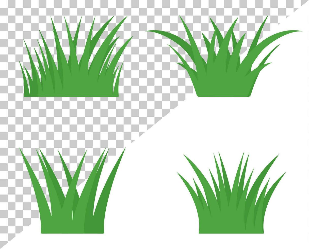 reeks van groen gras illustratie vector Aan wit achtergrond. gras klem kunst geïsoleerd vector element set. horizontaal panorama gras illustratie set.